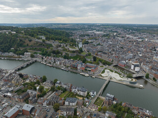 Obraz premium Citadel of Namur above the Sambre river historic ladnmark in Namur, Belgium, city view. Monument.