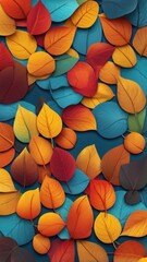 Beautiful minimalist autumn leaves, pattern, wallpaper