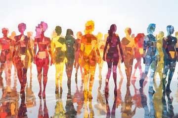 diverse crowd of colorful abstract human figures
