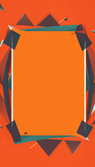 Fototapeta premium Bright orange rectangle with geometric patterns and a frame for copy space.