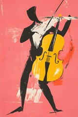 abstract musical figure playing violin on vibrant background