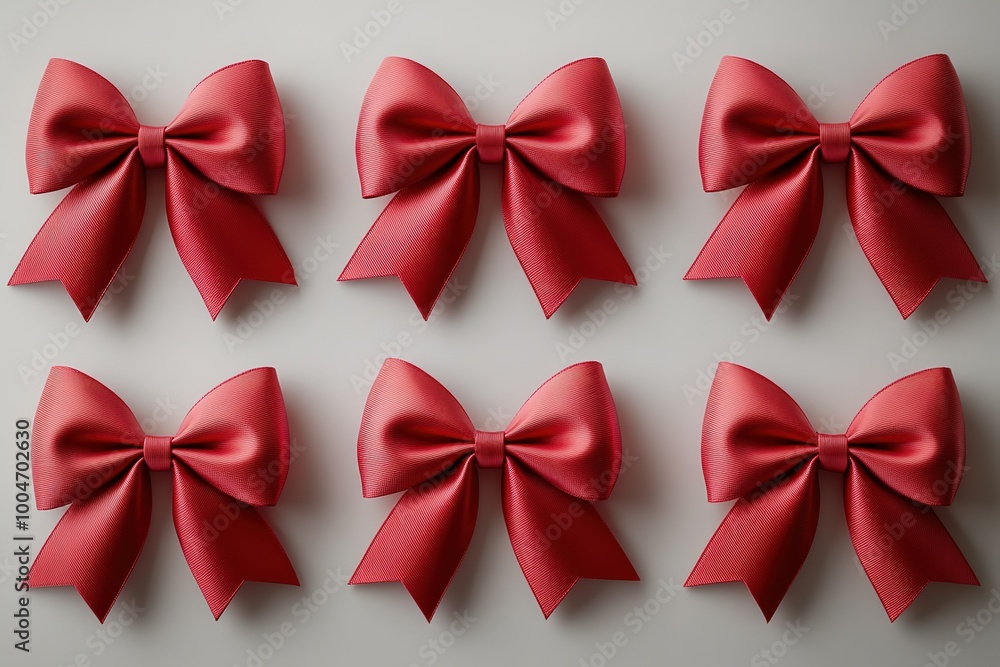 Poster a row of red bows are arranged in a row