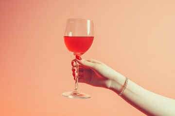 Elegant hand holding a glass of red wine