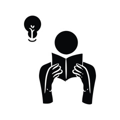 Hand-drawn silhouette of a person reading, back-to-school silhouette