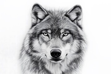 A drawn illustration of the head of a wolf