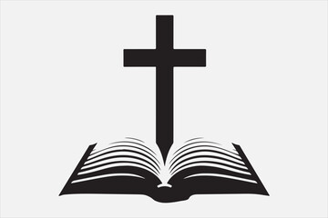 Silhouette of a holy Bible and cross