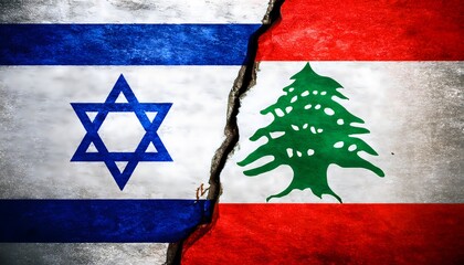 Flags of Israel and Lebanon