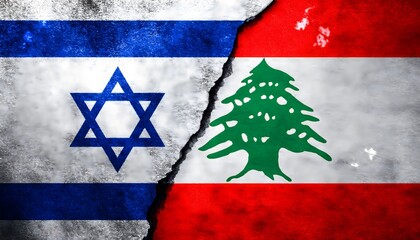 Flags of Israel and Lebanon