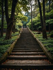 Kenrokuen Park stairs in Kanazawa, Japan.