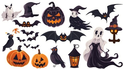 halloween icon, illustraton set