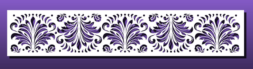 Laser cut panel, oriental design. CNC stencil, wall art, home decor, privacy screens, Papercut bookmark or background. Vector illustration