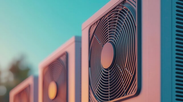 A close-up of anti-vibration mounts installed under a heat pump, highlighting their buffering capacity Generative AI
