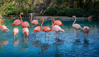 Naklejka premium flamingos in the lake