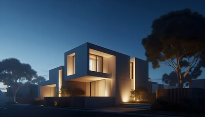 Modern house at night
