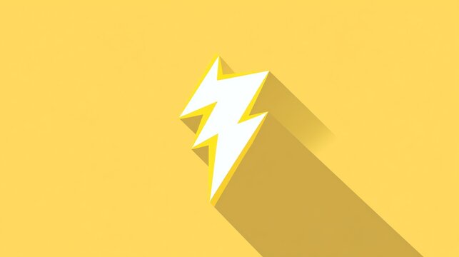 A white lightning bolt with a yellow outline is shown on a yellow background with a long shadow.