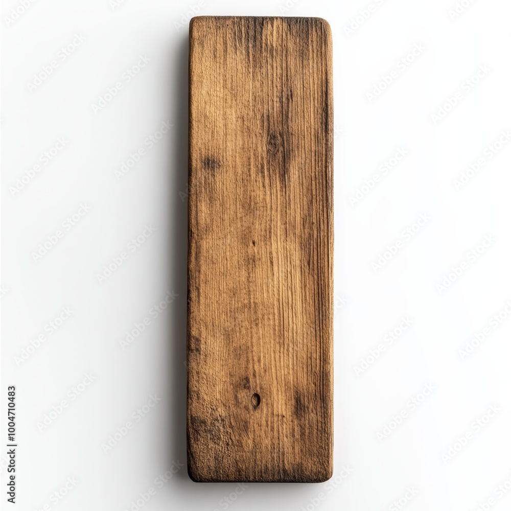 Poster a minimalist 3d wooden plaque with a smooth surface and rustic finish, isolated on a white backgroun