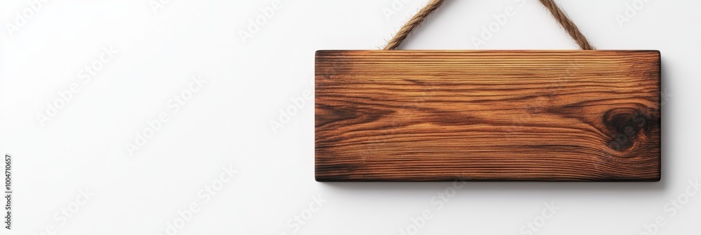 Poster a minimalist 3d wooden plaque with a smooth surface, displaying a rustic finish, isolated on a white