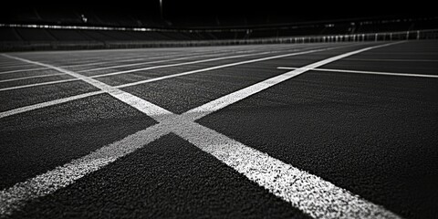 Asphalt road with white intersection lines, minimal urban background and transportation concept.