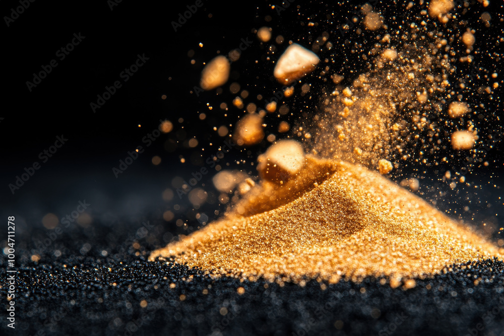 Poster high-resolution image of scintillating gold particles: a glimpse into the mining and refining proces