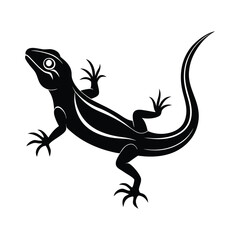 Naklejka premium lizard on a black background silhouette vector illustration