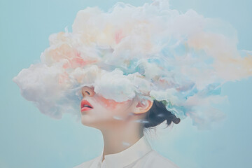 Woman with Clouds in Her Hair   Dreamy Sky Art Creative