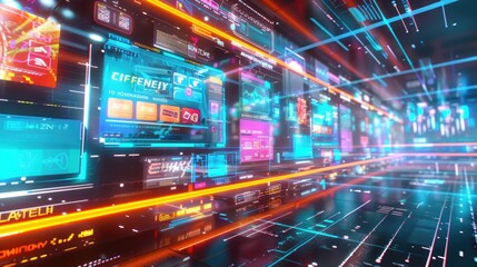 Futuristic Digital Interface with Sales and Countdown Timer - Modern Shopping Experience Design