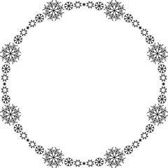 Snowflake circle frame. Winter snowflake round border.