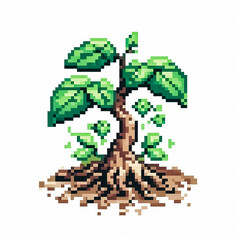 Illustration against light background with space for text, pixel art style 