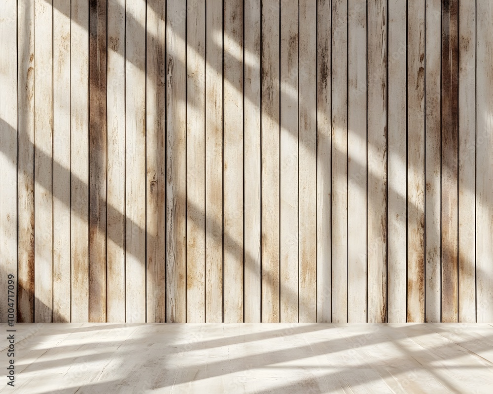 Poster weathered and slatted wood wall texture with geometric grain patterns creating a contemporary and mi