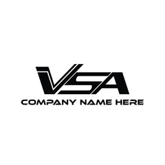 VSA text initial logo design vector for gaming, racing buisness