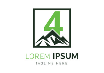 Letter 4 with Mountain logo design inspiration. Vector letter template design
