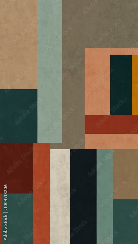 Poster minimalist color block art with abstract shapes.
