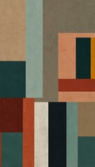 Minimalist color block art with abstract shapes.