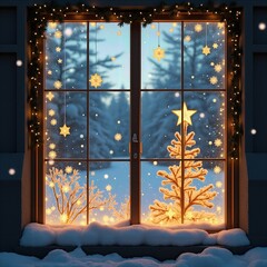 Magical Christmas Window Scene