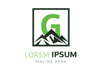 Letter G with Mountain logo design inspiration. Vector letter template design
