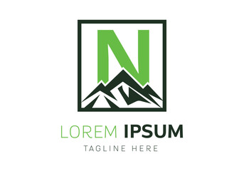 Letter N with Mountain logo design inspiration. Vector letter template design