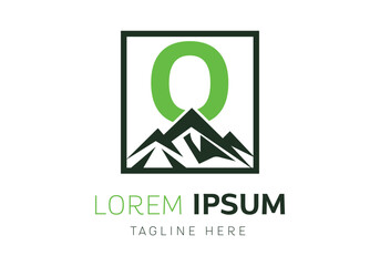 Letter O with Mountain logo design inspiration. Vector letter template design
