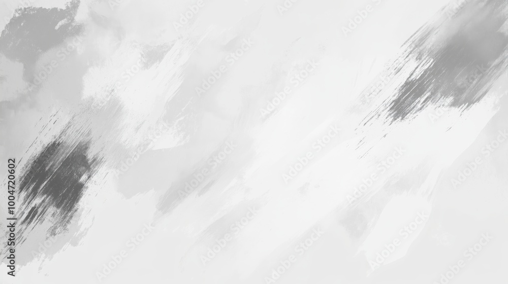 Poster a white background with a grey brush stroke. the brush strokes are in different directions and sizes