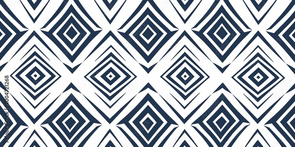 Poster blue and white patterned background with squares and diamonds. the pattern is very intricate and det