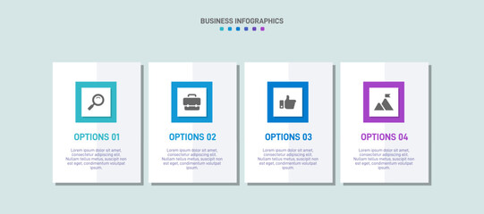 Horizontal progress bar featuring 4 arrow-shaped elements, symbolizing the four stages of business strategy and progression. Clean timeline infographic design template. Vector for presentation