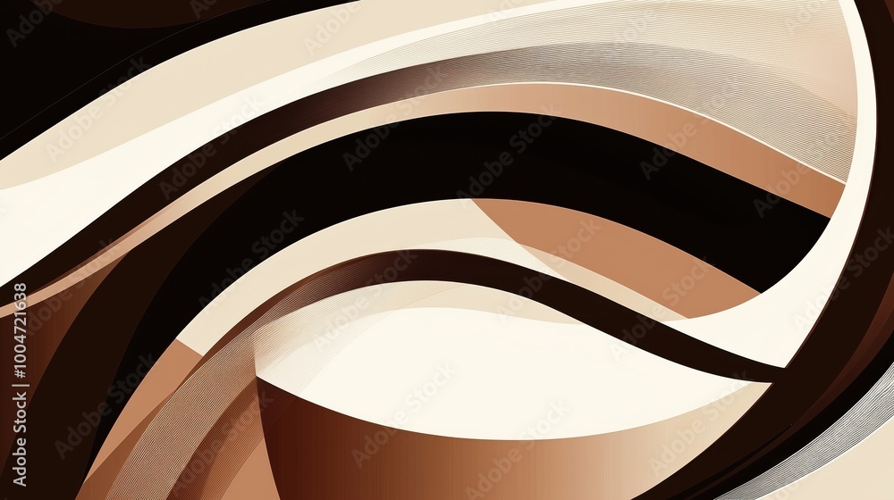 Poster brown and white abstract design with a wave pattern. the design is made up of different shades of br