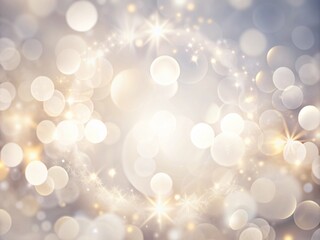 Sparkling white blurred background with soft focus circular shapes and delicate light bokeh, creating a serene and minimalist atmosphere, perfect for design and texture use.