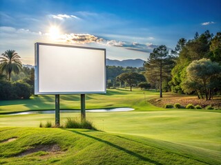 Mockup image of Blank billboard white screen posters billboard for advertising Sponsor in Golf course activity