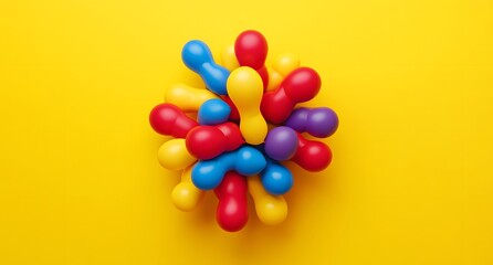 Obraz premium Colorful balloons on a vibrant yellow background