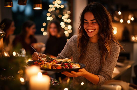 Famiglia festeggia il natale insieme