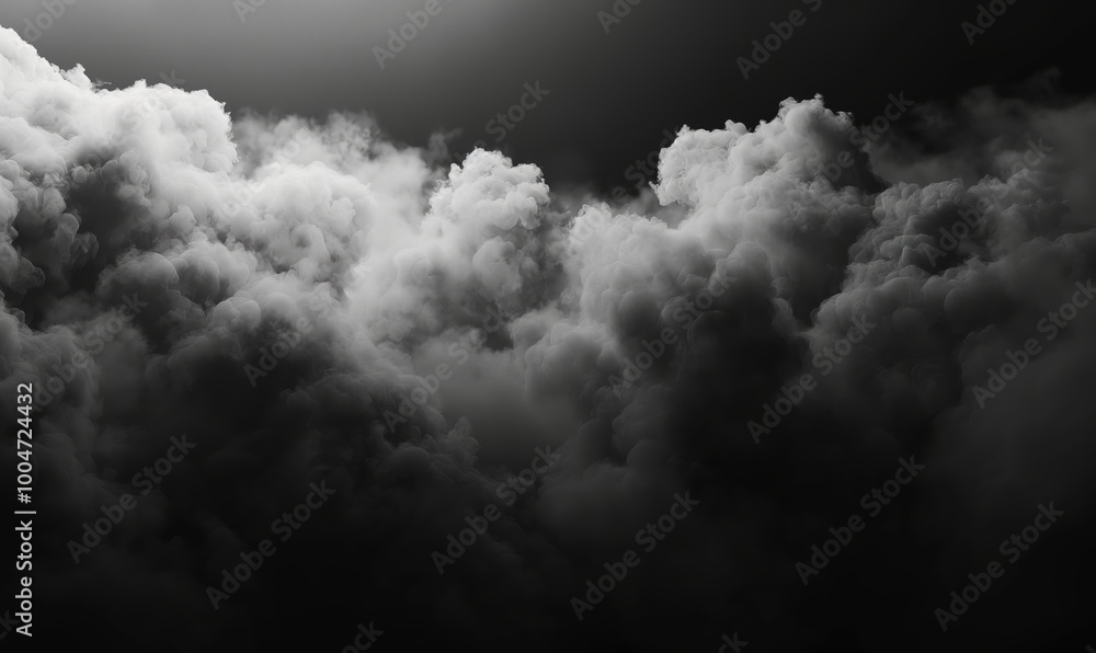 Poster the image is of a dark, cloudy sky with a lot of smoke in it. scene is ominous and foreboding, as if