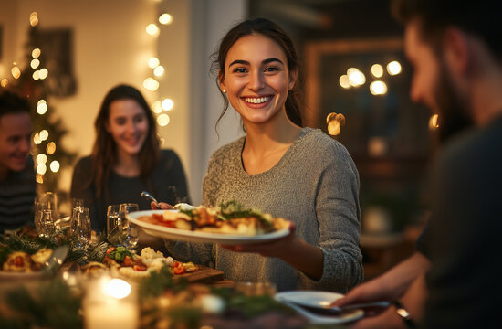 Famiglia festeggia insieme il natale e il nuovo anno