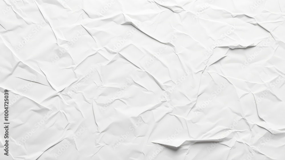 Poster white background with a paper that is torn and crumpled. the paper is white and has a rough texture