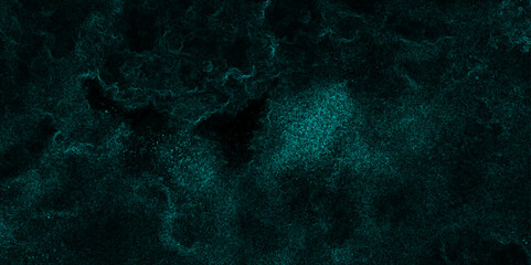 Scattered heavy dark green jade colored texture grunge texture on a dark sky surface lightning abstract background. Abstract background with dark jade rough grainy stone or concrete wall texture.