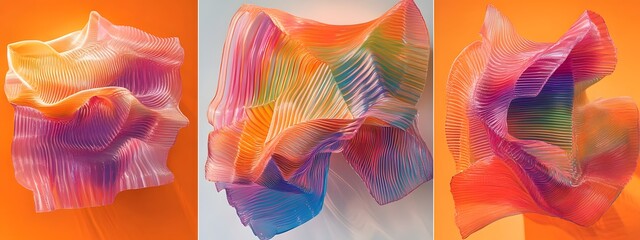Vibrant abstract paper art sculpture